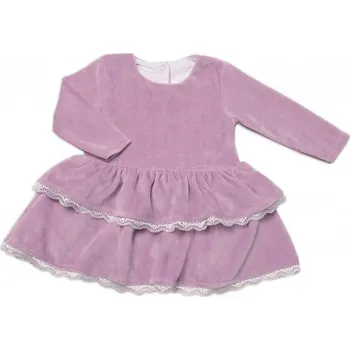 Dívčí šaty Dívčí velurové šaty Olivie s krajkou Mrofi, lila, vel. 92, Velikost koj. oblečení 92 (18-24m)