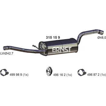Tlumič výfuku Střední tlumič výfuku ERNST 315159