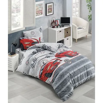 Povlečení TiaHome Fast cars 200 x 140, 90 x 70 cm zipový uzávěr