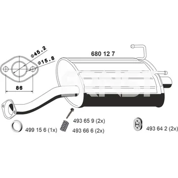 Tlumič výfuku Zadní tlumič výfuku ERNST 680127