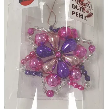 Vánoční ozdoba Vánoční hvězdička Ø6cm - fialová/růžová