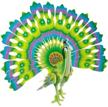 3D puzzle Woodcraft construction kit Woodcraft Dřevěné 3D puzzle Páv barevný