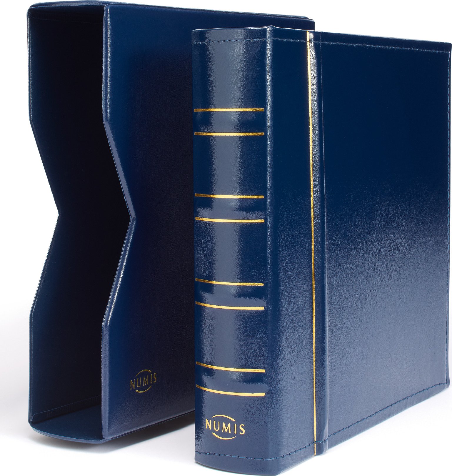 Album NUMIS Classic Leuchtturm s kazetou – na mince a bankovky Barva: Modrá (bez listů)