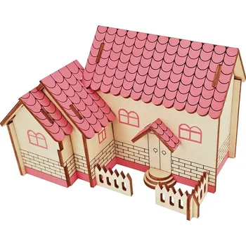 3D puzzle Woodcraft construction kit Woodcraft Dřevěné 3D puzzle Fialový dům
