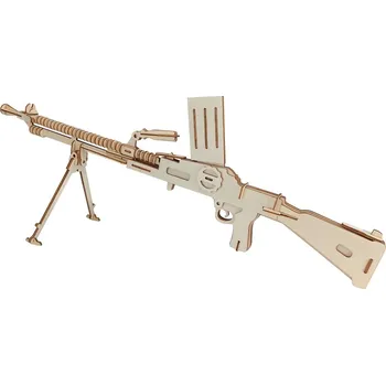 3D puzzle Woodcraft construction kit Woodcraft Dřevěné 3D puzzle Lehký kulomet