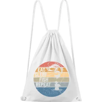 Městský batoh DOBRÝ TRIKO Bavlněný batoh Eat sleep fish Barva: Bílá