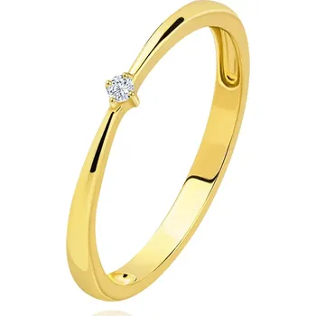 Prsten Prsten ze žlutého 14K zlata - kulatý briliant, 1,7 mm - Velikost: 54