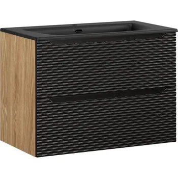 Policová skříň Závěsná skříňka Ocean se zápustným umyvadlem 80 cm černá