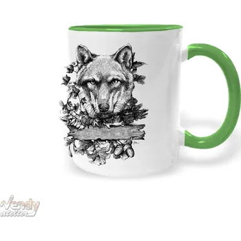 Hrnek - Vlk samotář Barva: Zelená
