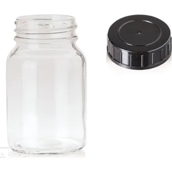 Laboratorní baňka Lahvička širokohrdlá se šroubovacím uzávěrem (Objem (ml): 1000 , Barva: čirá, Hrdlo: GL68, Výška (mm): 180,5, Vnější průměr (mm): 103,5, Balení (ks): 18)