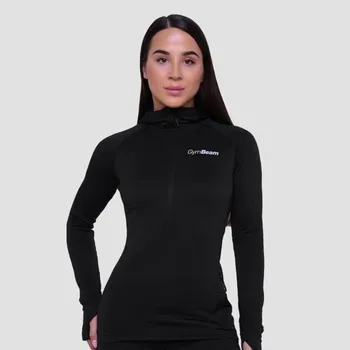 Dámská mikina Dámská běžecká mikina 1/2 Zip Pulse Black - GymBeam Velikost: XXL, Barva: černá