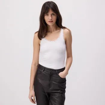 Dámské oblečení Reserved - Bavlněný top s&nbsp;krajkou - bílá - ZR394-00X - ZR394-00X-XS