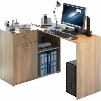 Psací stůl Rohový PC stůl, dub sonoma, KALIMERO