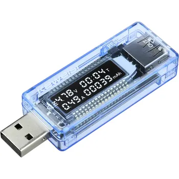 Interlook KWS-V20-BLUE | Digitální voltmetr | USB tester | Měřič spotřeby napětí a proudu | Multifunkční zařízení pro kontrolu kapacity baterie