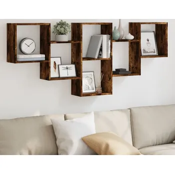 police vidaXL Nástěnná police 159 x 18 x 66 cm kompozitní dřevo [853300] Barva: kouřový dub