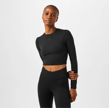 USA Pro Pro Long Sleeve Crop Top Womens Black 14 (42)