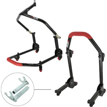 SEFIS M20U přední sklopný pojízdný stojan do krku řízení a zadní stojan set - háky