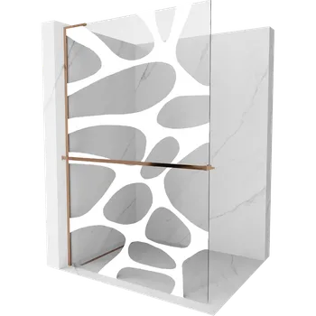 Mexen Kioto+ L sprchová stěna s policí Walk-in 100 x 200 cm, bílá vlnka, růžové zlato - 800-100-123-60-97 Sprchové stěny