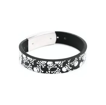 Náramek Náramek gumový s lebkami se zkříženými hnáty