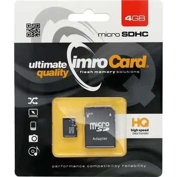 Paměťová karta Paměťová karta Imro microSD 4GB s adaptérem / Class 10 UHS