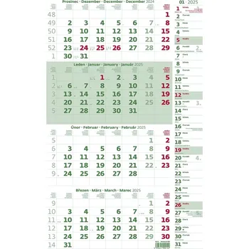 Kalendář Helma365 Nástěnný čtyřměsíční kalendář zelený s poznámkami 2025