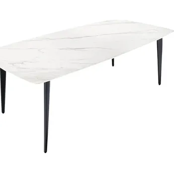 Jídelní stůl Designový obdélníkový jídelní stůl Tazer s keramickou deskou s mramorovým designem v bílé barvě 160 cm