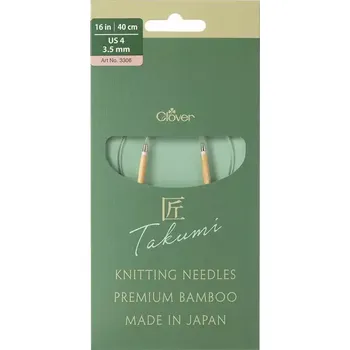 Jehlice Clover kruhové otočné fixní jehlice Pro Takumi 40cm 3,5mm (Clover Circular knitting needles PRO Takumi)