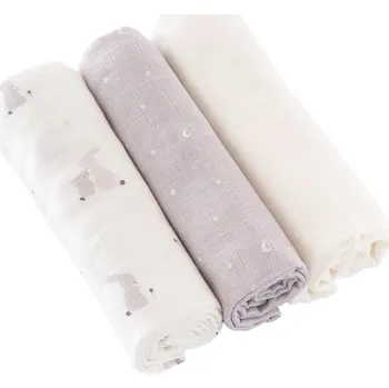 Plena TRÄUMELAND Látkové pleny 3ks 80 x 80 cm Hophop Bunny Grau