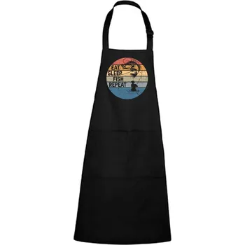 Kuchyňská zástěra DOBRÝ TRIKO Zástěra s potiskem Eat sleep fish Barva: Černá