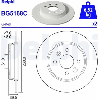 Brzdový kotouč Brzdový kotouč DELPHI BG5168C