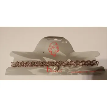 Náhrdelník Roztahovatelný náhrdelník Tattoo s kamínky - hnědý