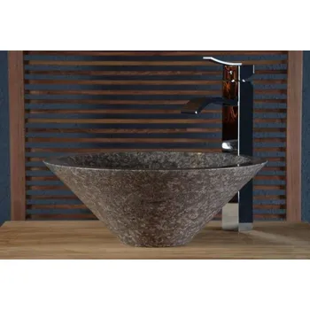 Umyvadlo Malé luxusní umyvadlo z leštěného mramoru kulaté kónické, průměr 35 cm