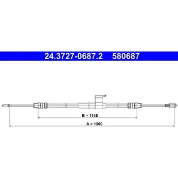 Lanko parkovací brzdy Tažné lanko, parkovací brzda ATE 24.3727-0687.2