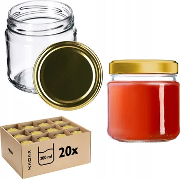 Sklenice 50 x ZAVAŘOVACÍ SKLENICE 200 Ml + ŠROUBOVACÍ VÍČKO FI66 NA ZAVAŘENINY, džem