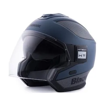 Motodoplněk přilba SOLO, BLAUER (modrá matná, carbon, stříbrná, vel. S)