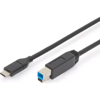 Datový kabel Digitus AK-300149-018-S Připojovací USB typu C, typ C na B M/M, 3A, 5GB, verze 3.0, 1,8m, černý