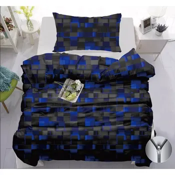 Povlečení NOVINKA 2025 ! EXKLUZIVNÍ BAVLNĚNÉ POVLEČENÍ s 3D EFEKTEM - KOSTIČKY MODRÉ 140x200/70x90cm