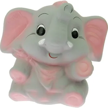Pokladnička Pokladnička slon střední šedo-růžový 23 cm (Kasička ve tvaru slona)