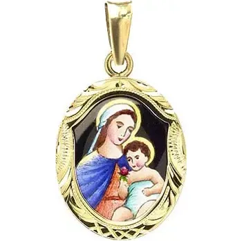 Přívěsek Aljančič Panna Maria Matka Boží gravírovaný medailon 191R zlato