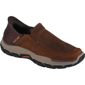 Pánské tenisky Tmavě hnědé pánské kožené tenisky Skechers Slip-Ins Respected - Elgin 204810-CDB Velikost: 45