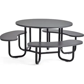 Pohovka Stůl s lavicemi OCTO, černá konstrukce, antracitově šedá