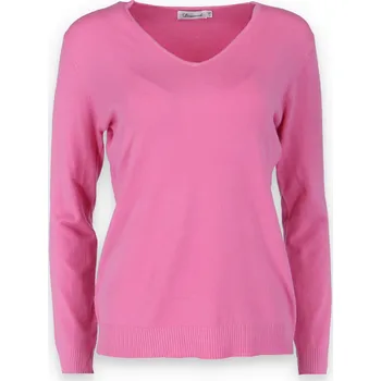 Dámský svetr Svetřík s výstřihem "V" Damod 01253-1,barva: : růžová, velikost: L/XL
