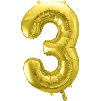 Balónek Balónek fóliový narozeniny číslo 3 zlatý 72 cm pa33467