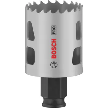 Pilová děrovka Vrtací korunka - děrovka na měkké dřevo, sádrokarton, plasty, neželezné kovy a kovové trubky Bosch PRO MULTI MATERIAL PC PLUS - 41x44mm, 8% kobaltu, rychlořezná ocel, beznástrojový upínací systém Power Change Plus (2608594382)