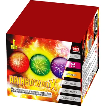 Zábavní pyrotechnika OHŇOSTROJ - BATERIE VÝMETNIC RAINBOW BOX 64 RAN 6/1