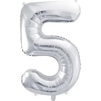 Balónek Balónek fóliový narozeniny číslo 5 stříbrný 86 cm pa736054