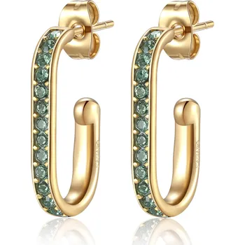 Náušnice S`Agapõ Pozlacené oválné náušnice se zelenými krystaly Vibes SVB23 + 2 měsíce na vrácení zboží