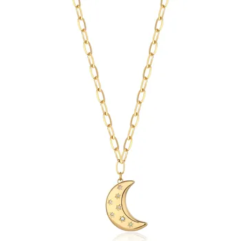 Náhrdelník S'Agapõ Pozlacený náhrdelník Měsíc s krystaly Stellar SSE05 + 2 měsíce na vrácení zboží