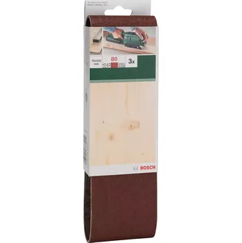 Brusný papír 3x Brusný pás na dřevo Bosch 2609256218 - 75x533mm, hr.80, pro pásovou brusku