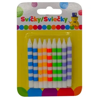 Svíčka Narozeninová svíčka BAREVNÁ s pruhy 18ks